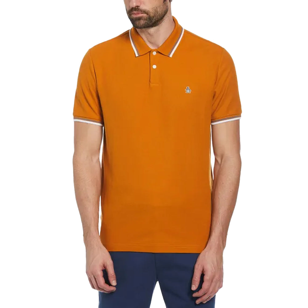 Brown - Front - Original Penguin Mens Pique Tipped Polo Shirt