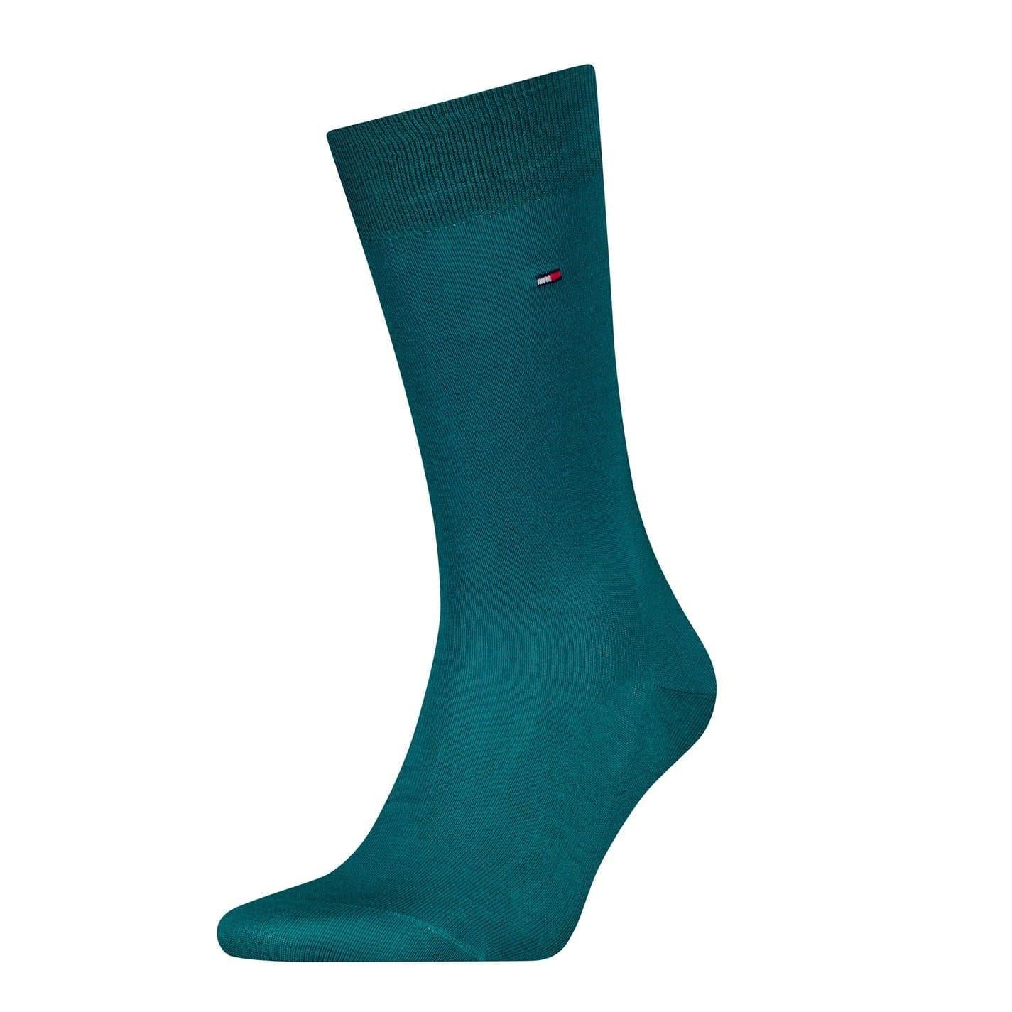 Turquoise - Front - Tommy Hilfiger Mens Classic Crew Socks (Pack of 3)
