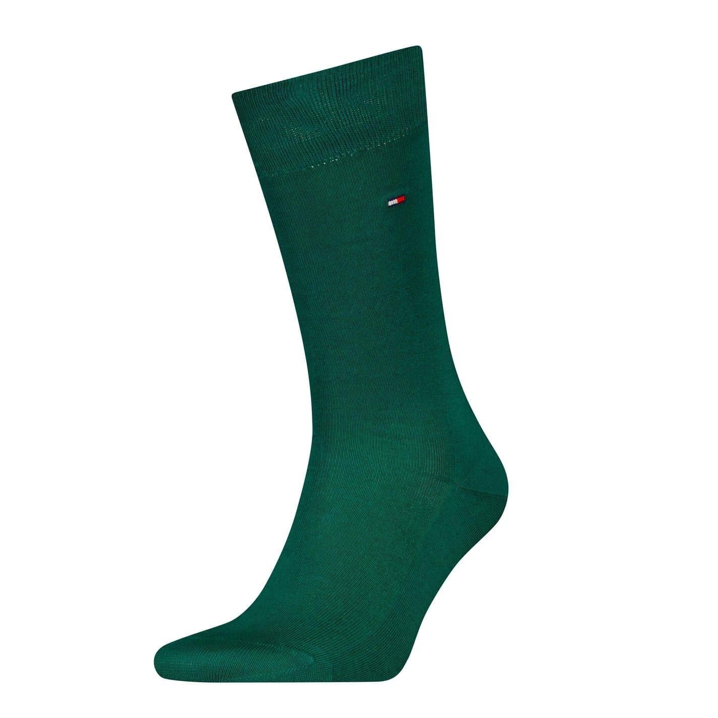 Dark Green - Front - Tommy Hilfiger Mens Classic Crew Socks (Pack of 3)