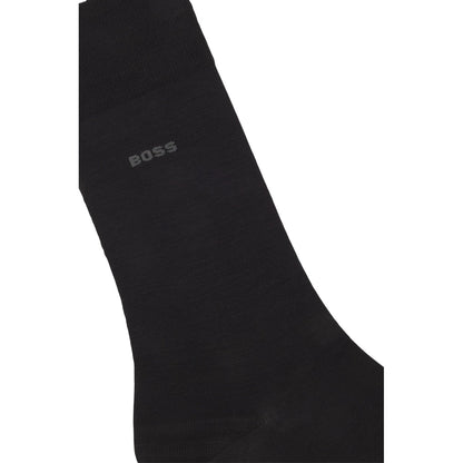 Black - Back - Boss Unisex Adult Embroidered Logo Cotton Blend Crew Socks