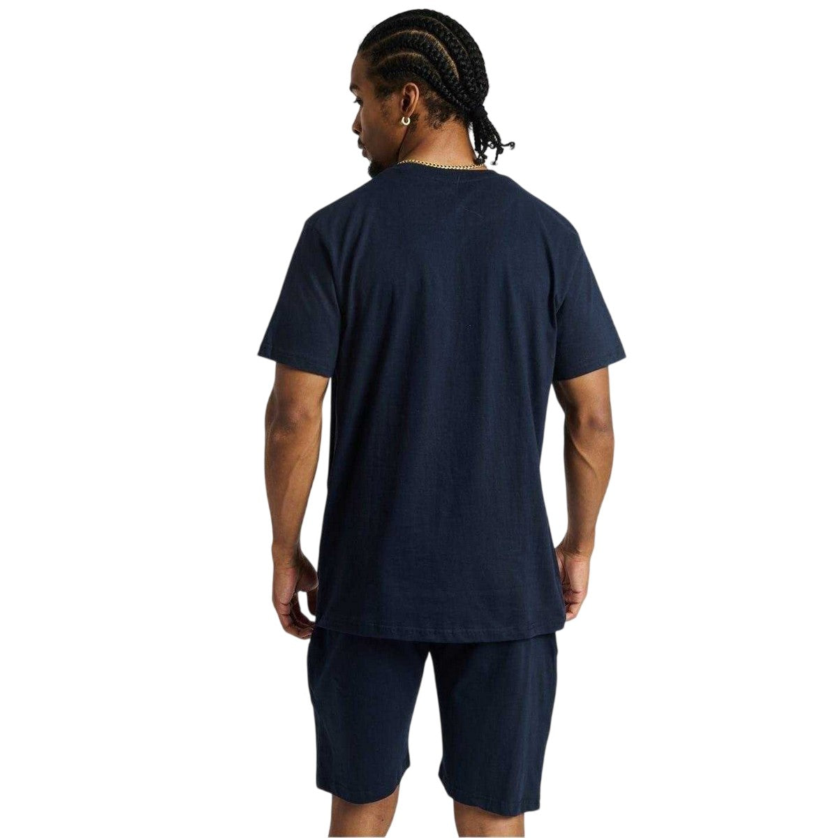 Navy - Back - Money Mens Cotton Lounge T-Shirt & Shorts Set