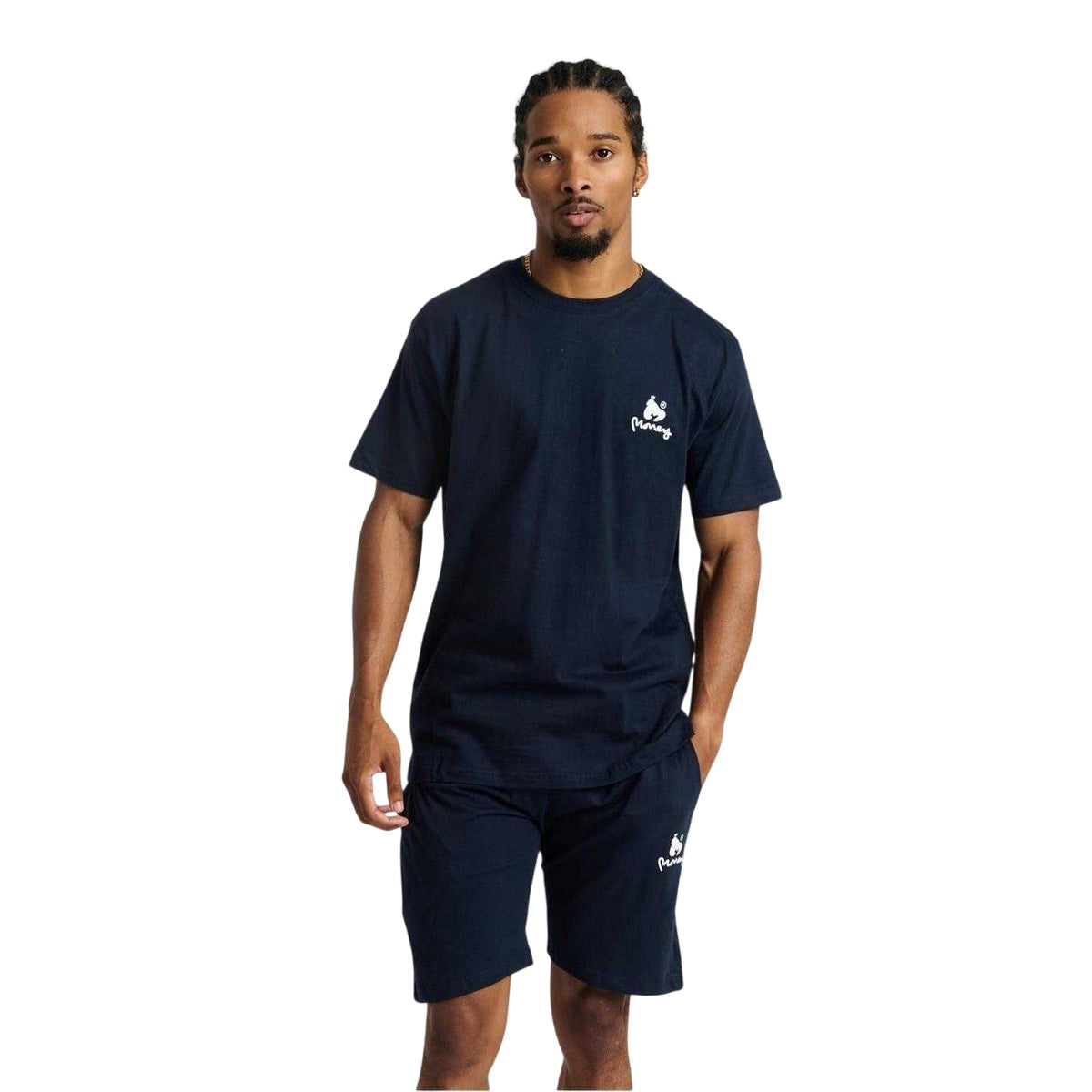 Navy - Pack Shot - Money Mens Cotton Lounge T-Shirt & Shorts Set