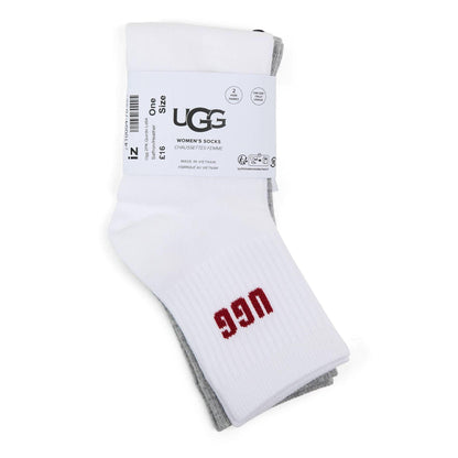 Saffron-Heather - Front - UGG Unisex Adult Quinlin Logo Socks (Pack of 2)