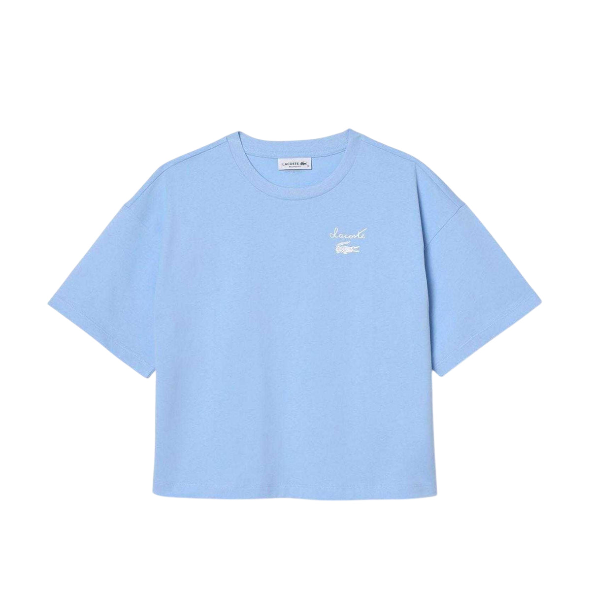 Light Blue - Front - Lacoste Womens-Ladies Logo Heavy Cotton Relaxed Fit T-Shirt