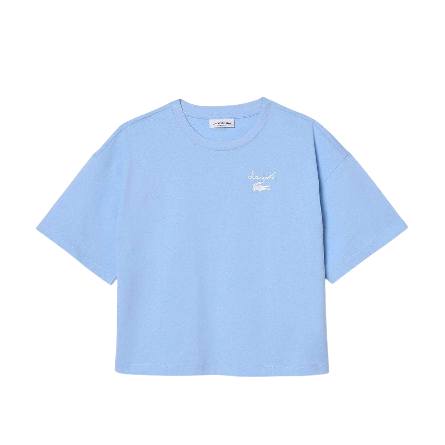 Light Blue - Front - Lacoste Womens-Ladies Logo Heavy Cotton Relaxed Fit T-Shirt