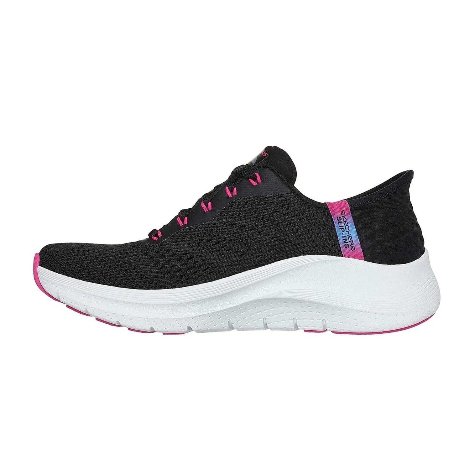 Black-Hot Pink - Back - Skechers Womens-Ladies Arch Fit 2.0 - Easy Chic Slip-In Trainers