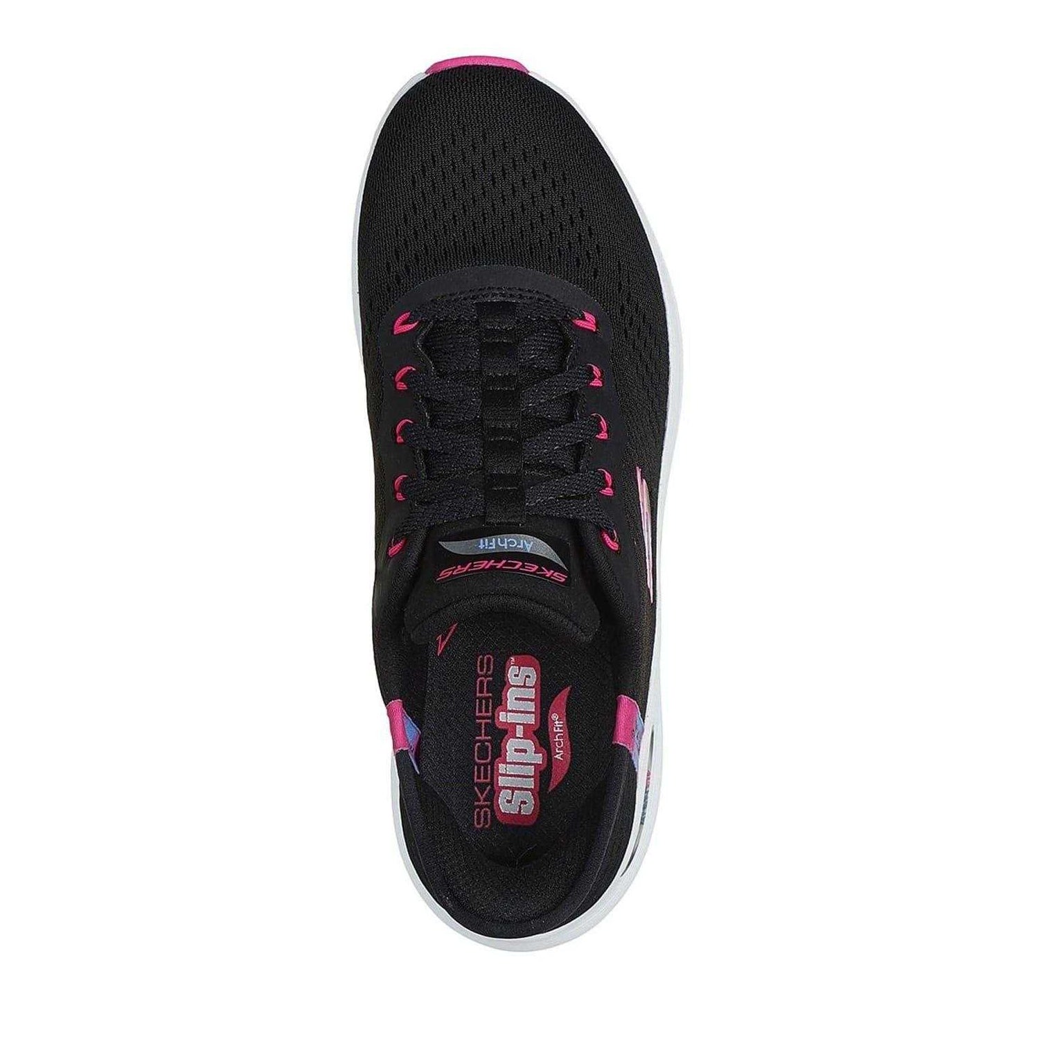 Black-Hot Pink - Lifestyle - Skechers Womens-Ladies Arch Fit 2.0 - Easy Chic Slip-In Trainers