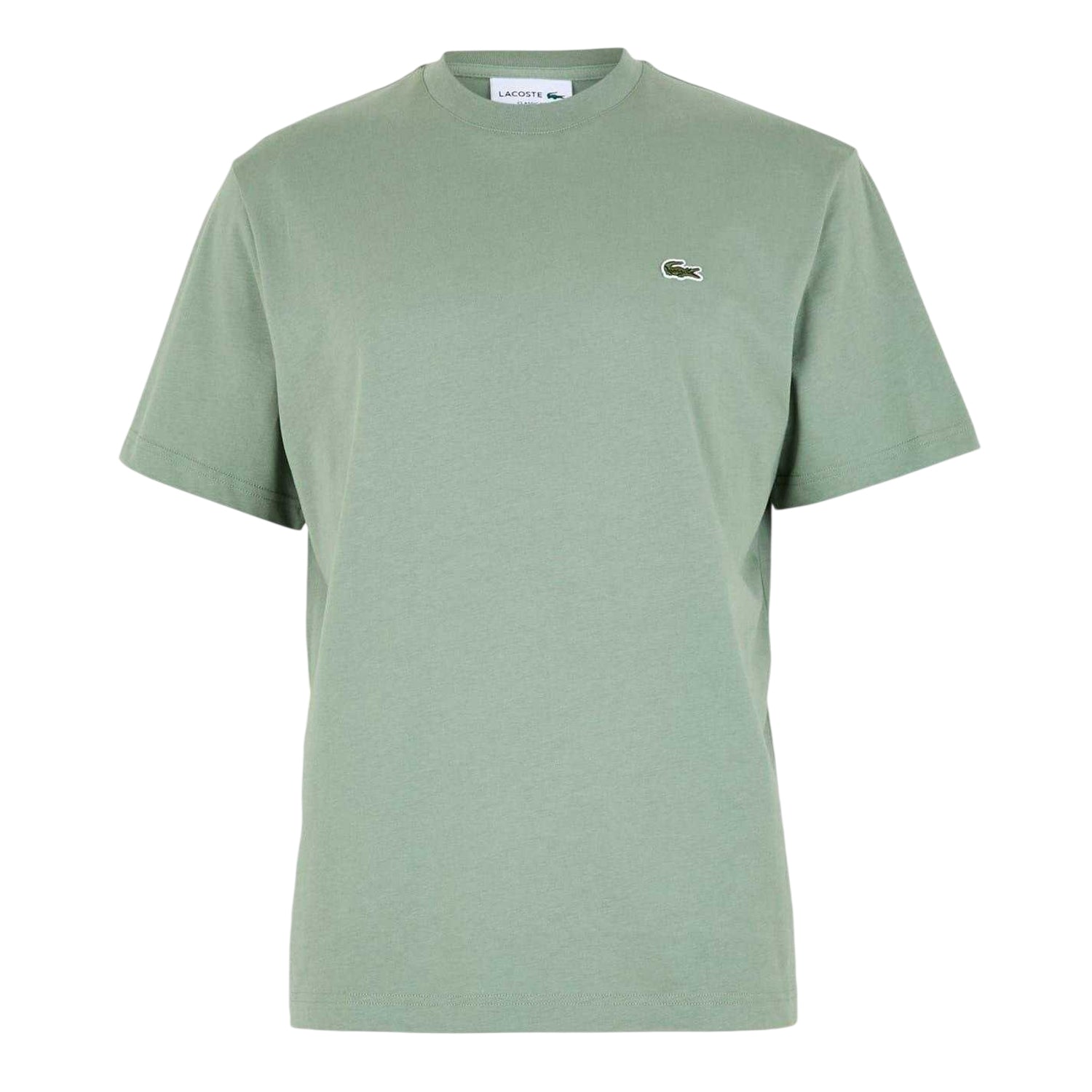 Thyme Green - Front - Lacoste Mens Embroidered Logo Premium Cotton T-Shirt