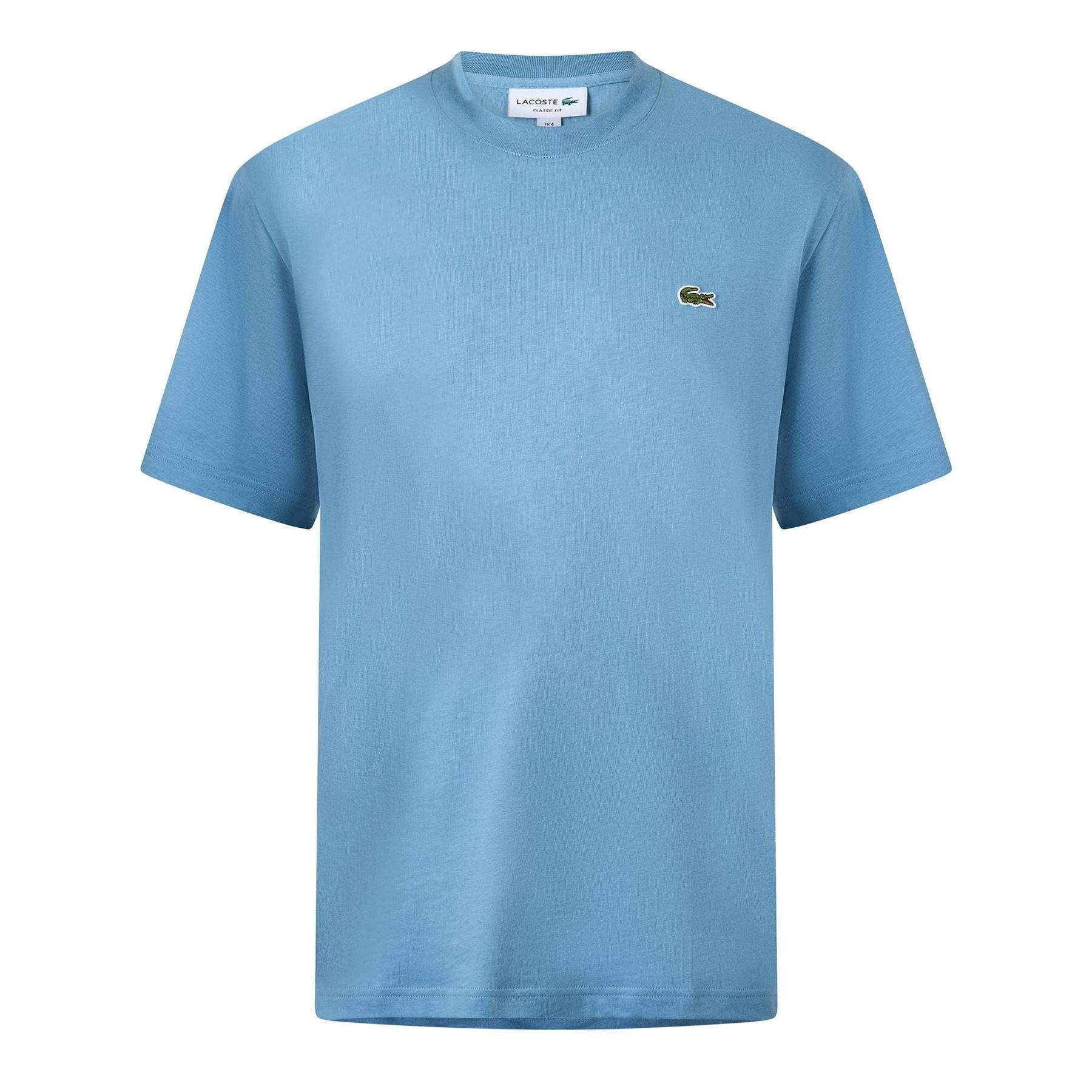 Blue - Front - Lacoste Mens Embroidered Logo Premium Cotton T-Shirt