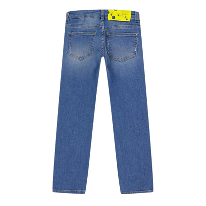 Light Blue - Back - Off White Childrens-Kids Denim Banded Logo Jeans