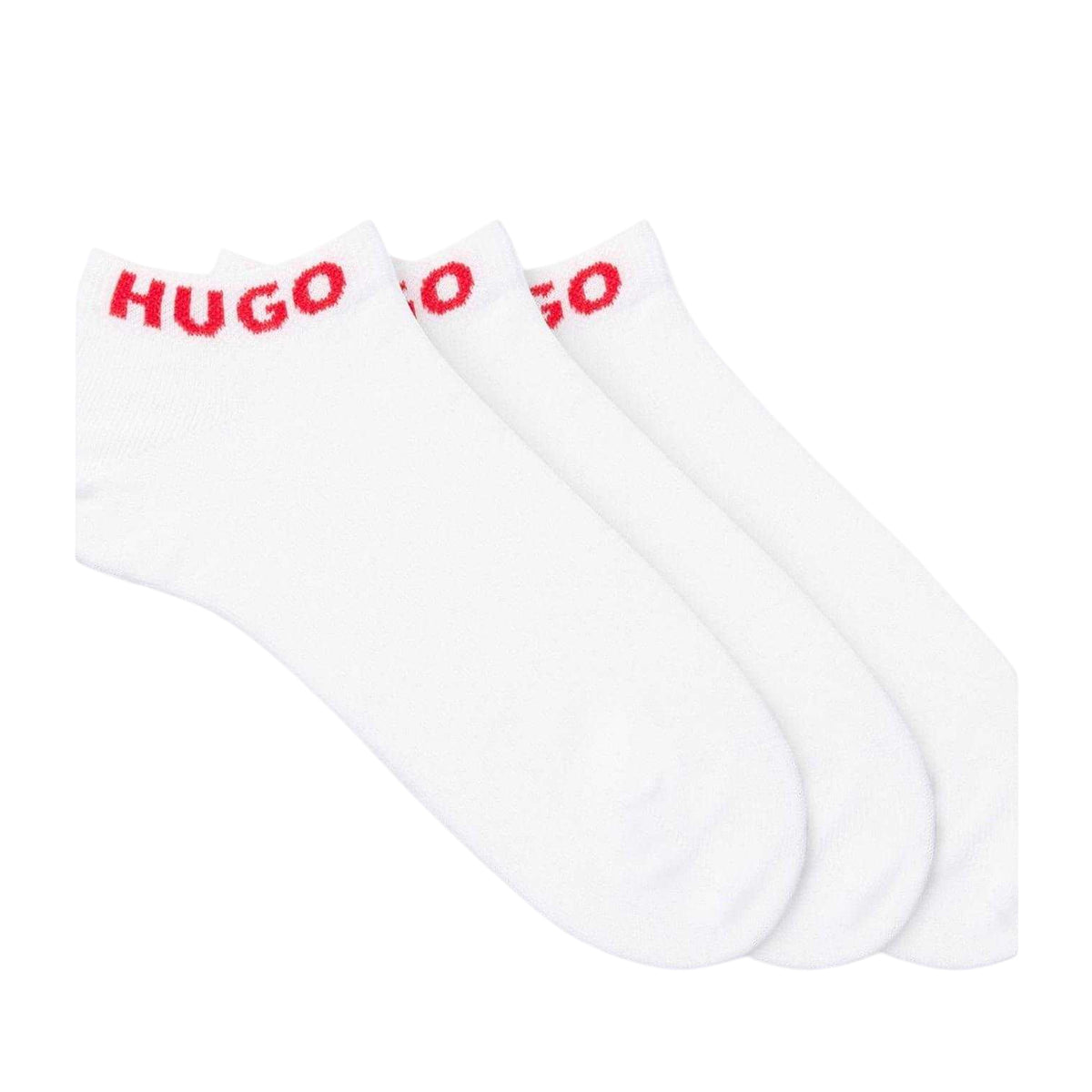 White - Front - Hugo Unisex Adult Logo Ankle Socks (Pack of 3)