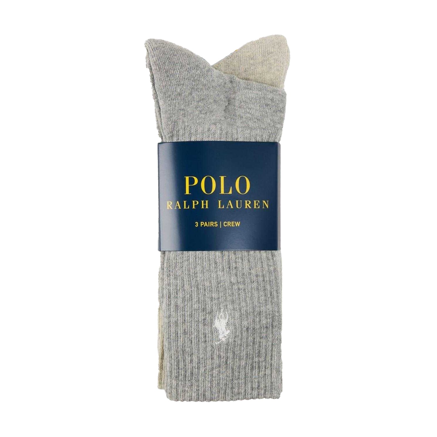 Grey - Back - Ralph Lauren Mens Crew Socks (Pack of 3)