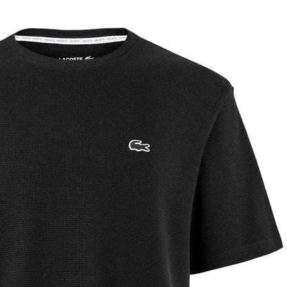 Black - Back - Lacoste Mens Waffle Cotton Blend T-Shirt