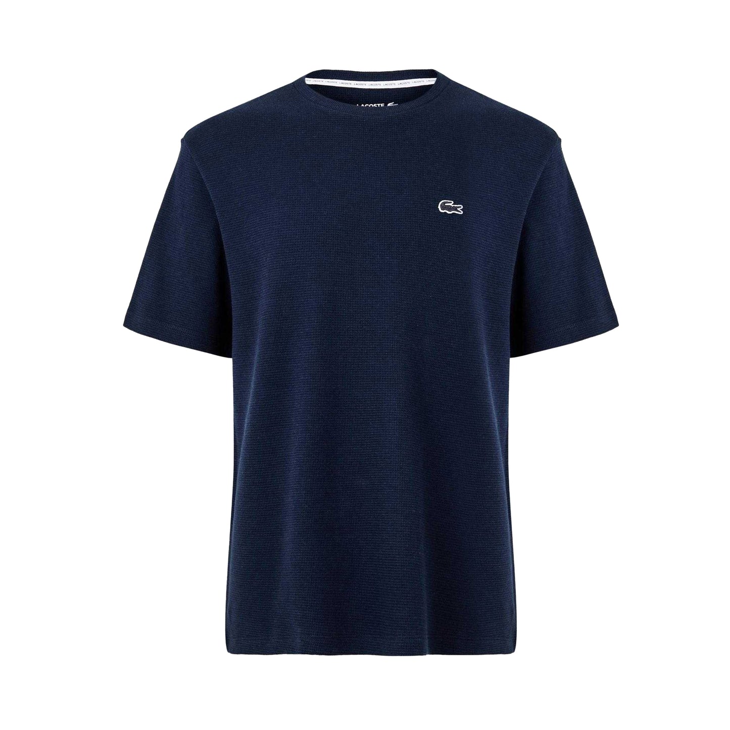 Navy - Front - Lacoste Mens Waffle Cotton Blend T-Shirt