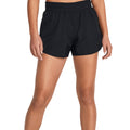 Black - Side - Under Armour Womens-Ladies Crinkle Woven Shorts