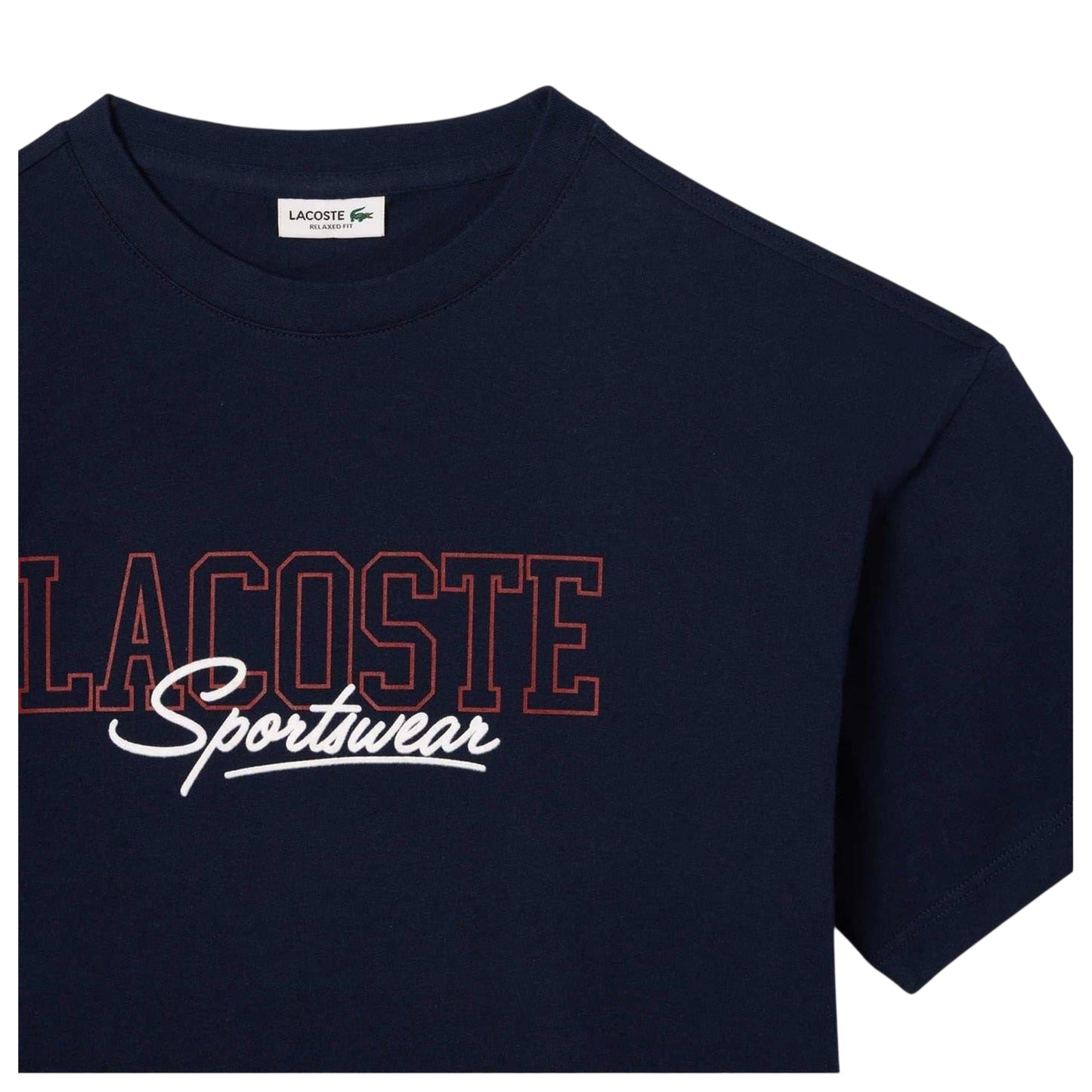 Navy - Side - Lacoste Childrens-Kids Cotton Relaxed Fit T-Shirt