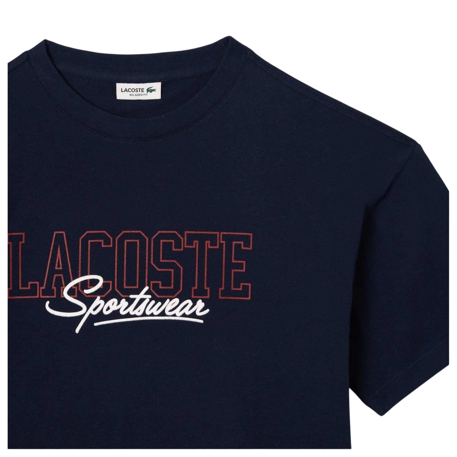 Navy - Side - Lacoste Childrens-Kids Cotton Relaxed Fit T-Shirt