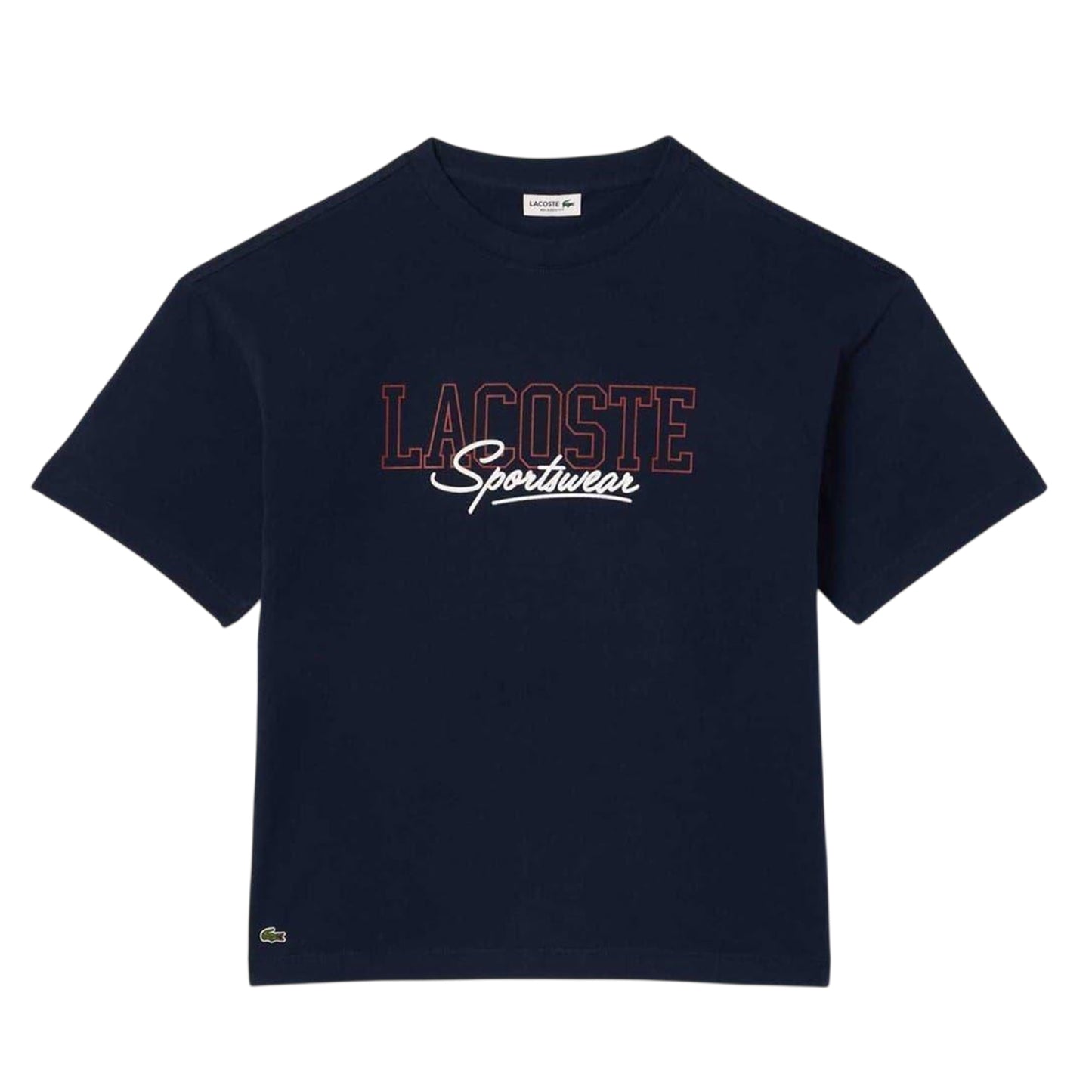 Navy - Front - Lacoste Childrens-Kids Cotton Relaxed Fit T-Shirt