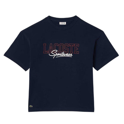 Navy - Front - Lacoste Childrens-Kids Cotton Relaxed Fit T-Shirt