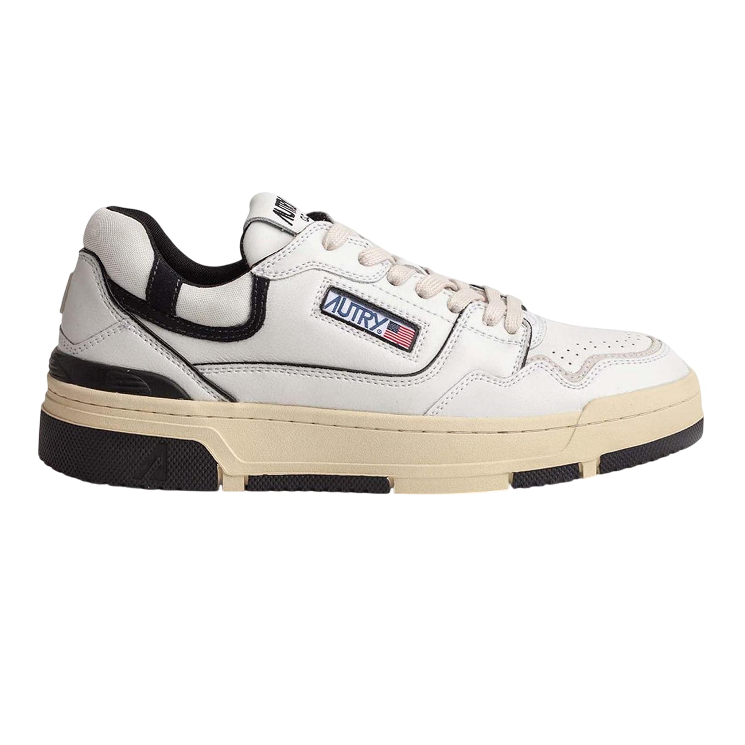 White-Black - Side - Autry Unisex Adult Logo Leather Trainers