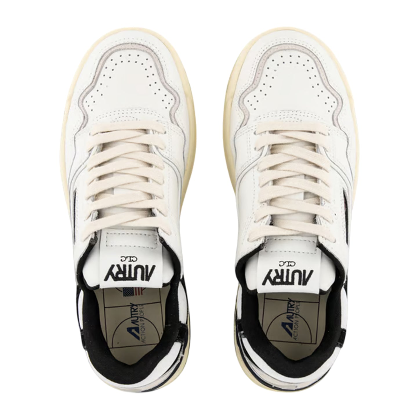 White-Black - Lifestyle - Autry Unisex Adult Logo Leather Trainers