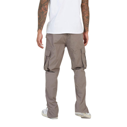 Taupe - Back - Brave Soul Mens Relaxed Fit Cargo Trousers