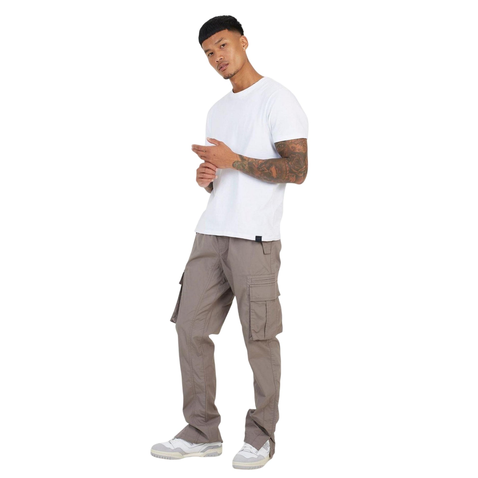 Taupe - Lifestyle - Brave Soul Mens Relaxed Fit Cargo Trousers