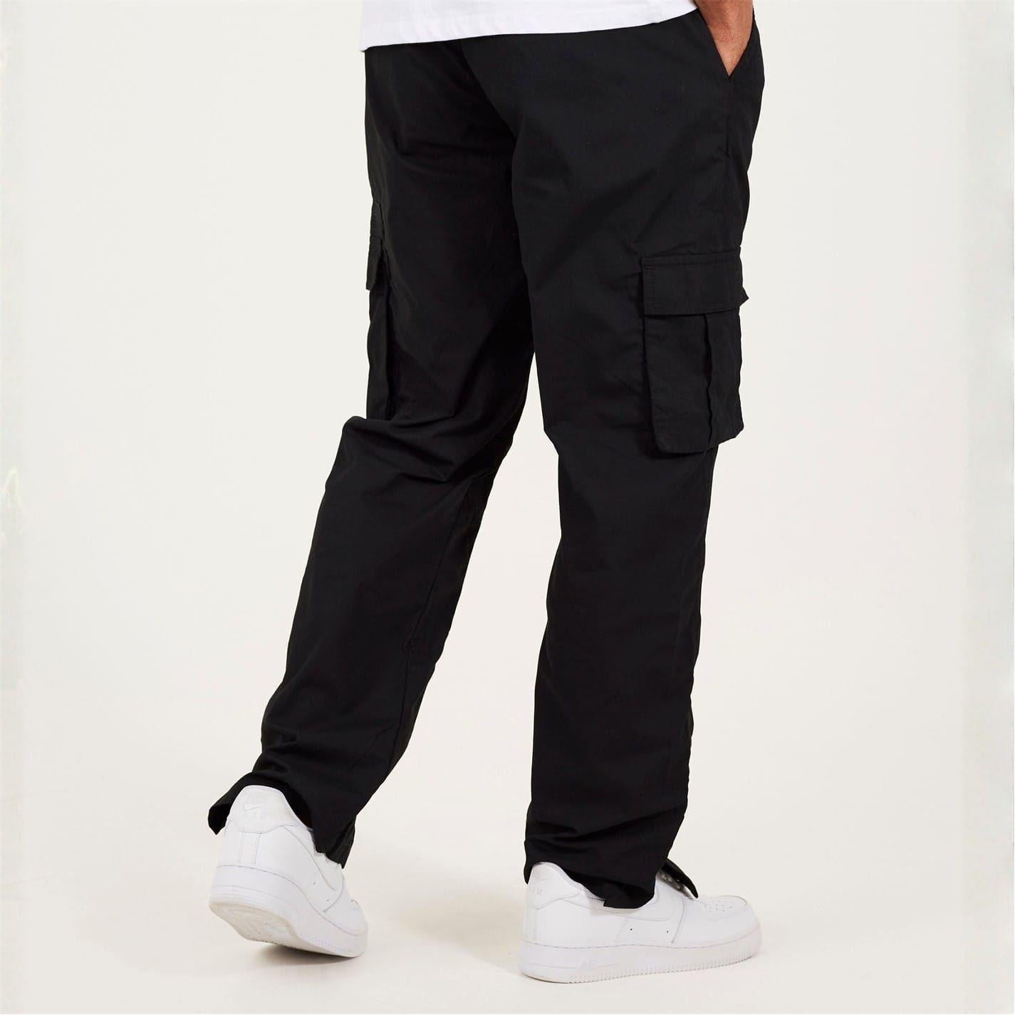 Black - Back - Brave Soul Mens Relaxed Fit Cargo Trousers