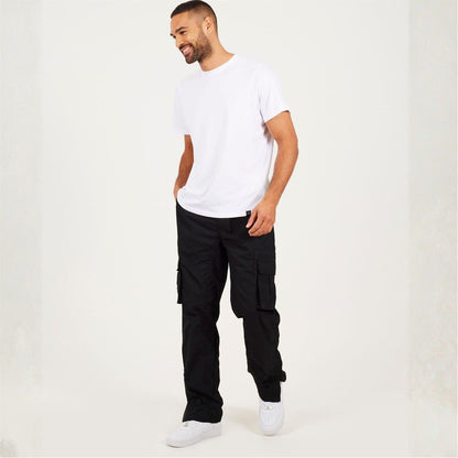 Black - Lifestyle - Brave Soul Mens Relaxed Fit Cargo Trousers