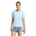 Blue - Side - Adidas Womens-Ladies Own The Run Stripe T-Shirt