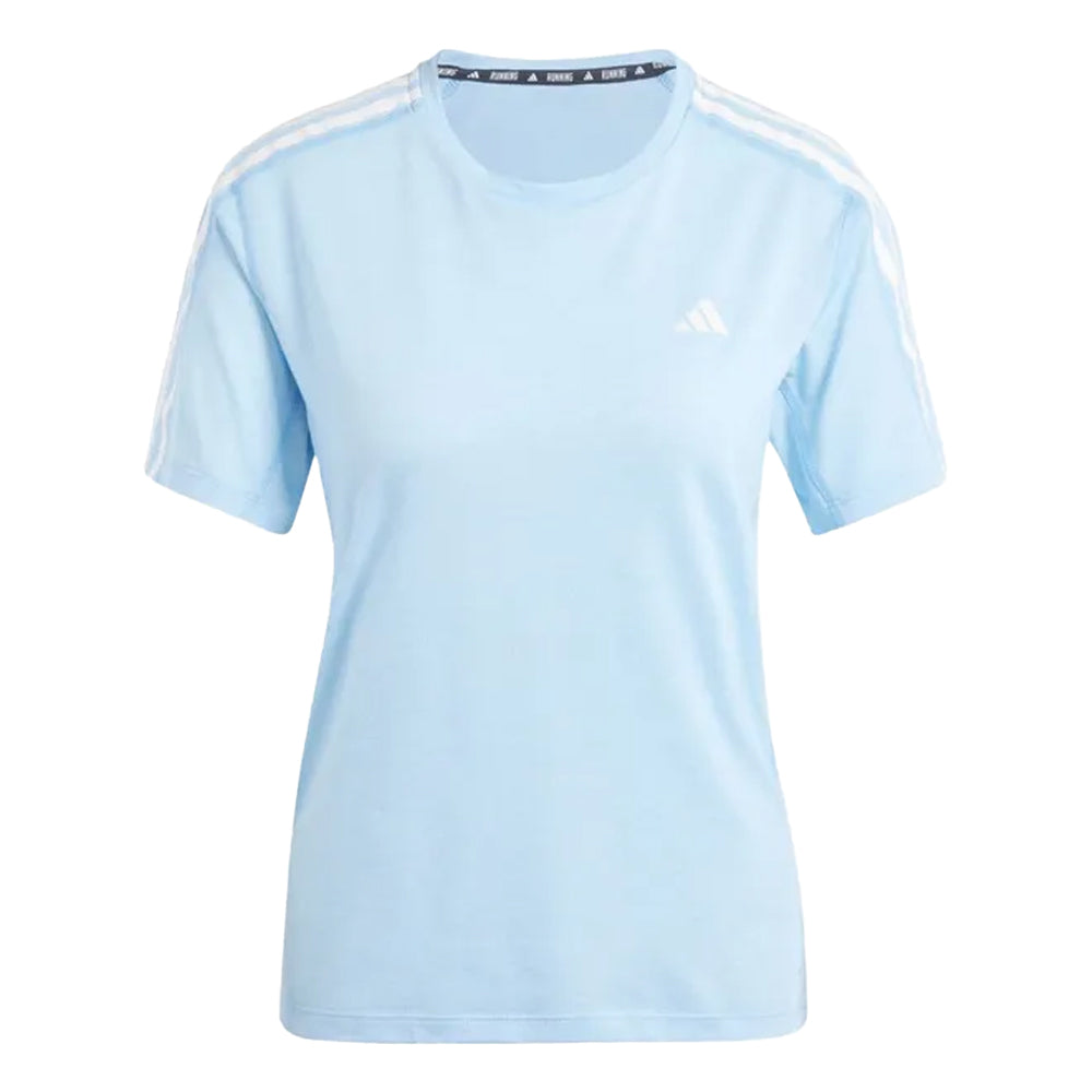 Blue - Front - Adidas Womens-Ladies Own The Run Stripe T-Shirt