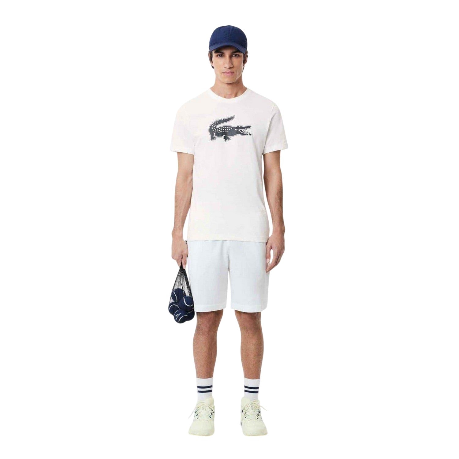 White - Lifestyle - Lacoste Mens Logo Quick Dry Regular T-Shirt