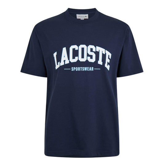 Navy - Front - Lacoste Unisex Adult Arched Logo T-Shirt