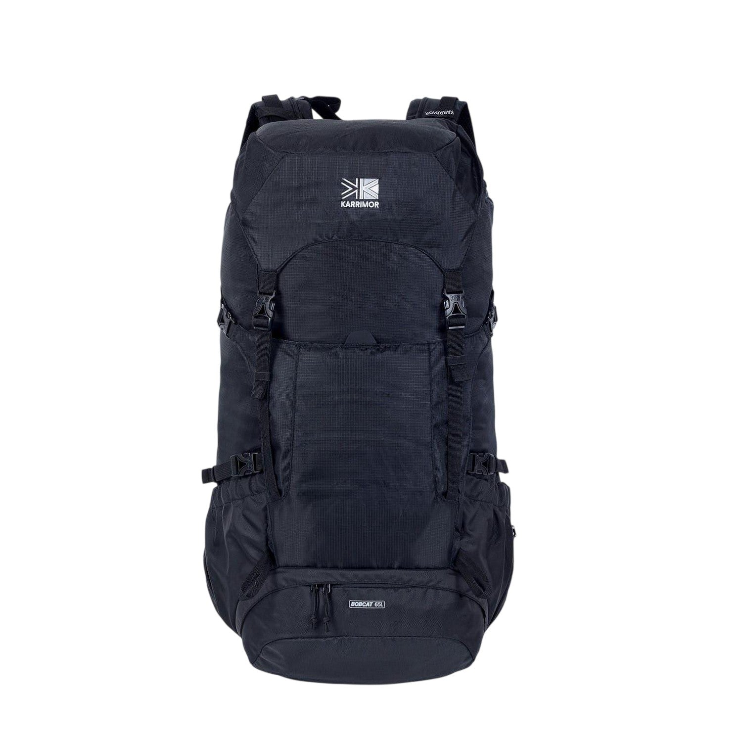 Black - Front - Karrimor Bobcat Logo Hiking 65L Rucksack