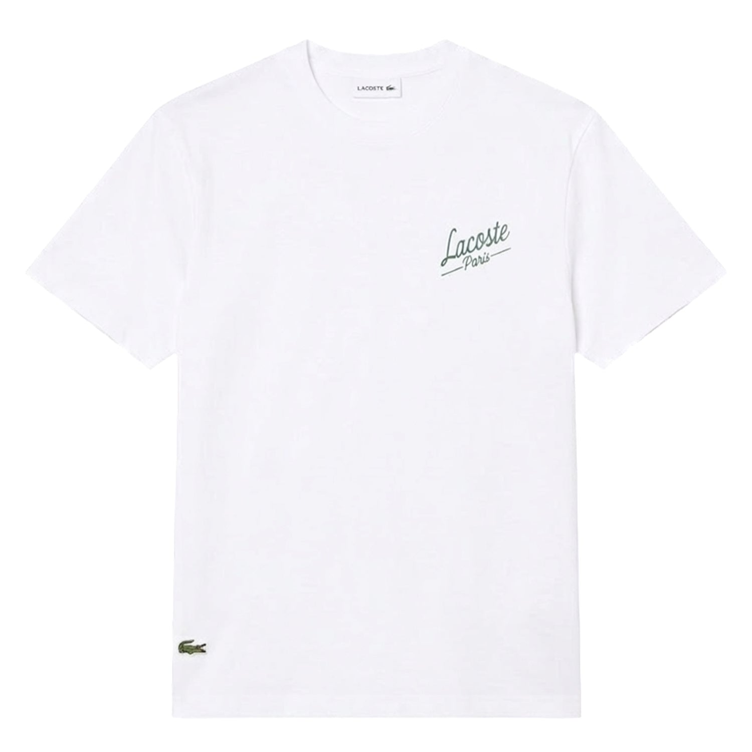 White - Front - Lacoste Mens Heritage Organic Cotton T-Shirt
