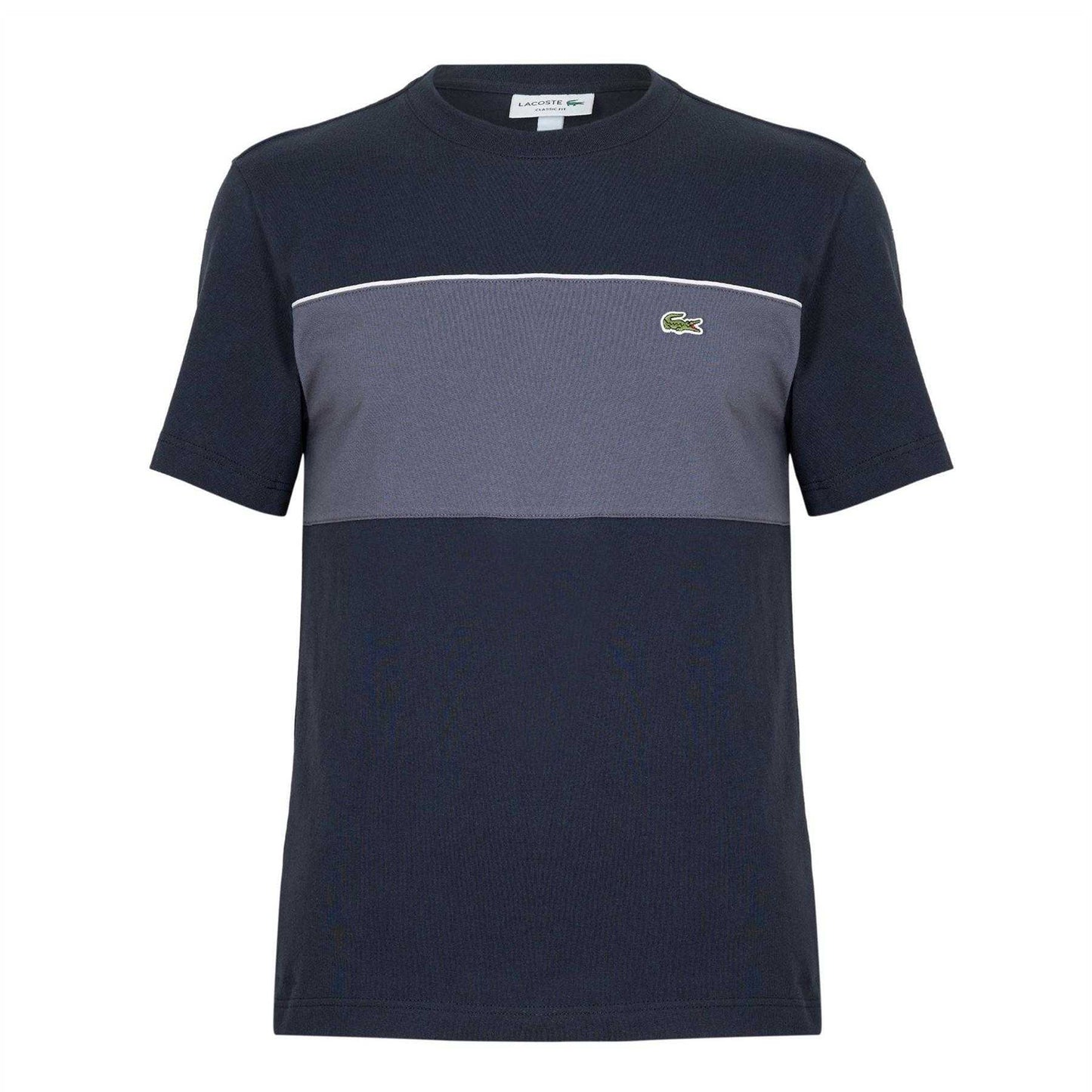 Black - Front - Lacoste Mens Colour Block Cotton Regular T-Shirt