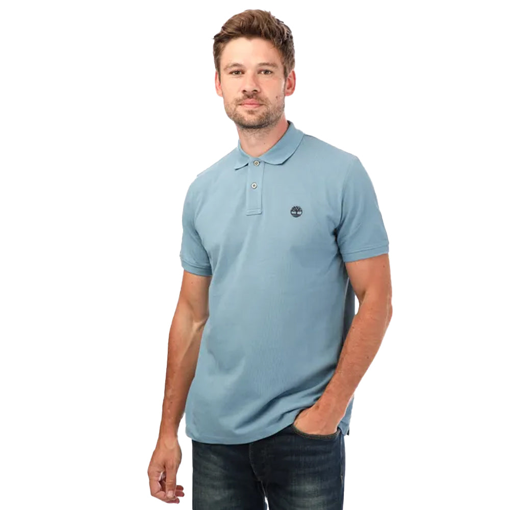 Light Blue - Front - Timberland Mens Pique Short-Sleeved Polo Shirt
