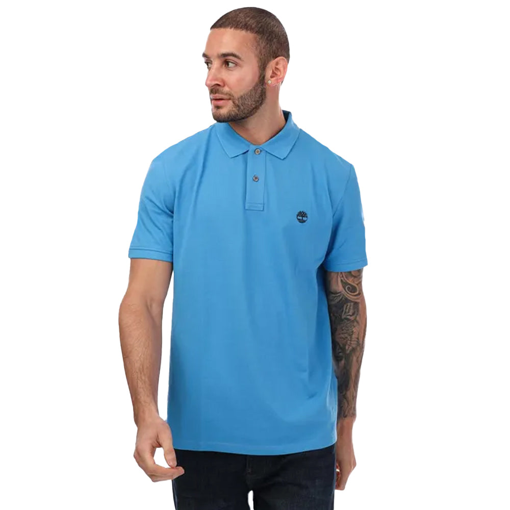 Blue - Front - Timberland Mens Pique Short-Sleeved Polo Shirt