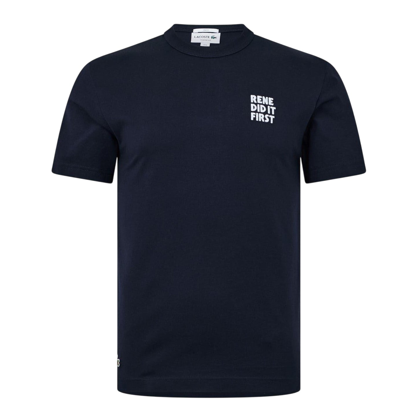 Navy Blue - Front - Lacoste Mens Rene Did It First Back Print Cotton Regular T-Shirt