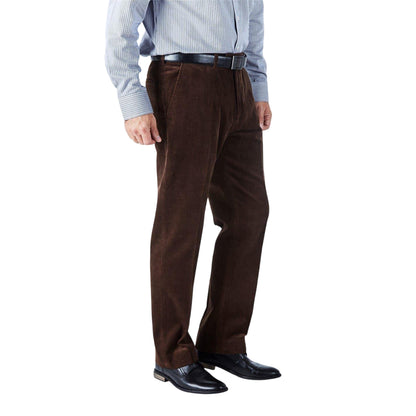 Dark Coffee - Front - Harvey & Jones Mens Corduroy Regular Trousers