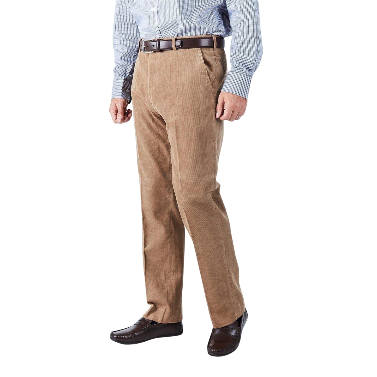 Brown - Front - Harvey & Jones Mens Corduroy Regular Trousers