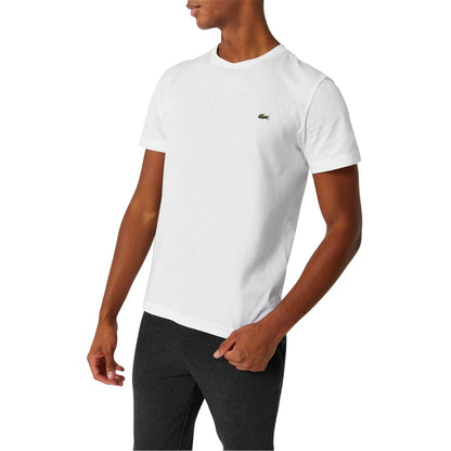 White - Side - Lacoste Mens Logo Premium Cotton T-Shirt