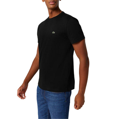 Black - Side - Lacoste Mens Logo Premium Cotton T-Shirt