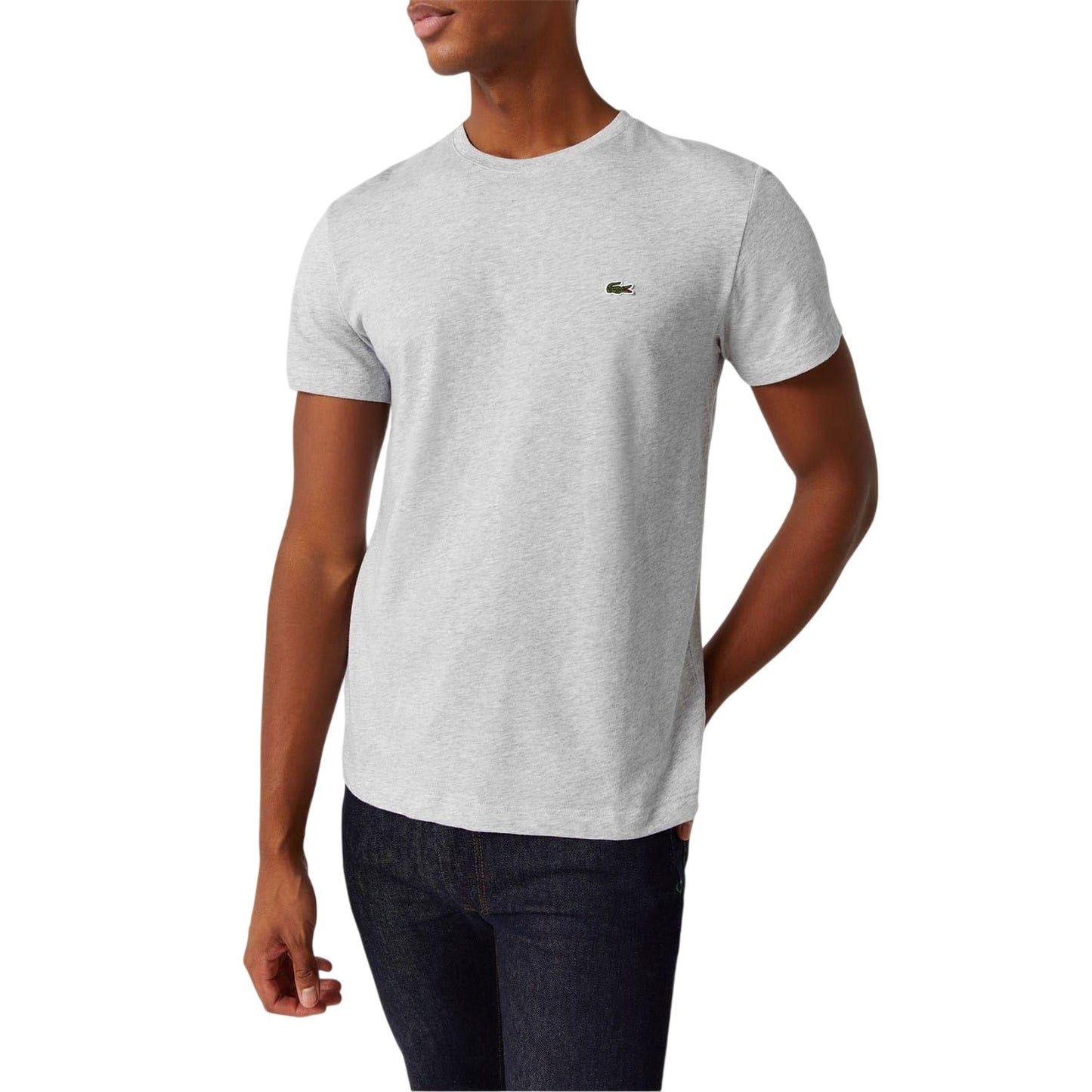 Light Grey - Side - Lacoste Mens Logo Premium Cotton T-Shirt