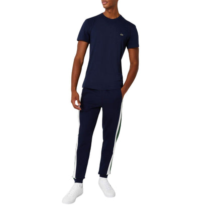 Navy - Side - Lacoste Mens Logo Premium Cotton T-Shirt