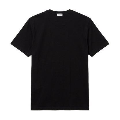 Black - Front - Lacoste Mens Logo Premium Cotton T-Shirt