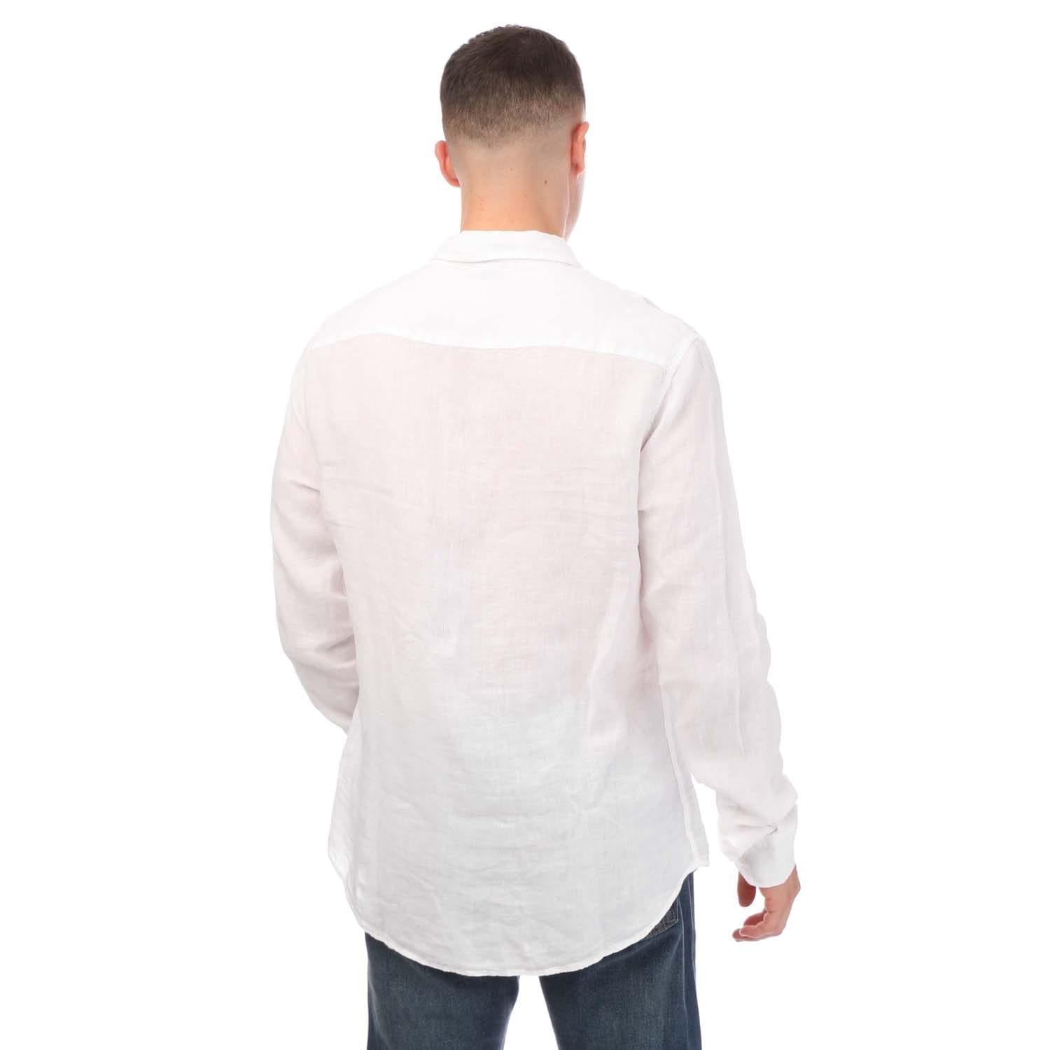 White - Back - Armani Mens Long-Sleeved Shirt