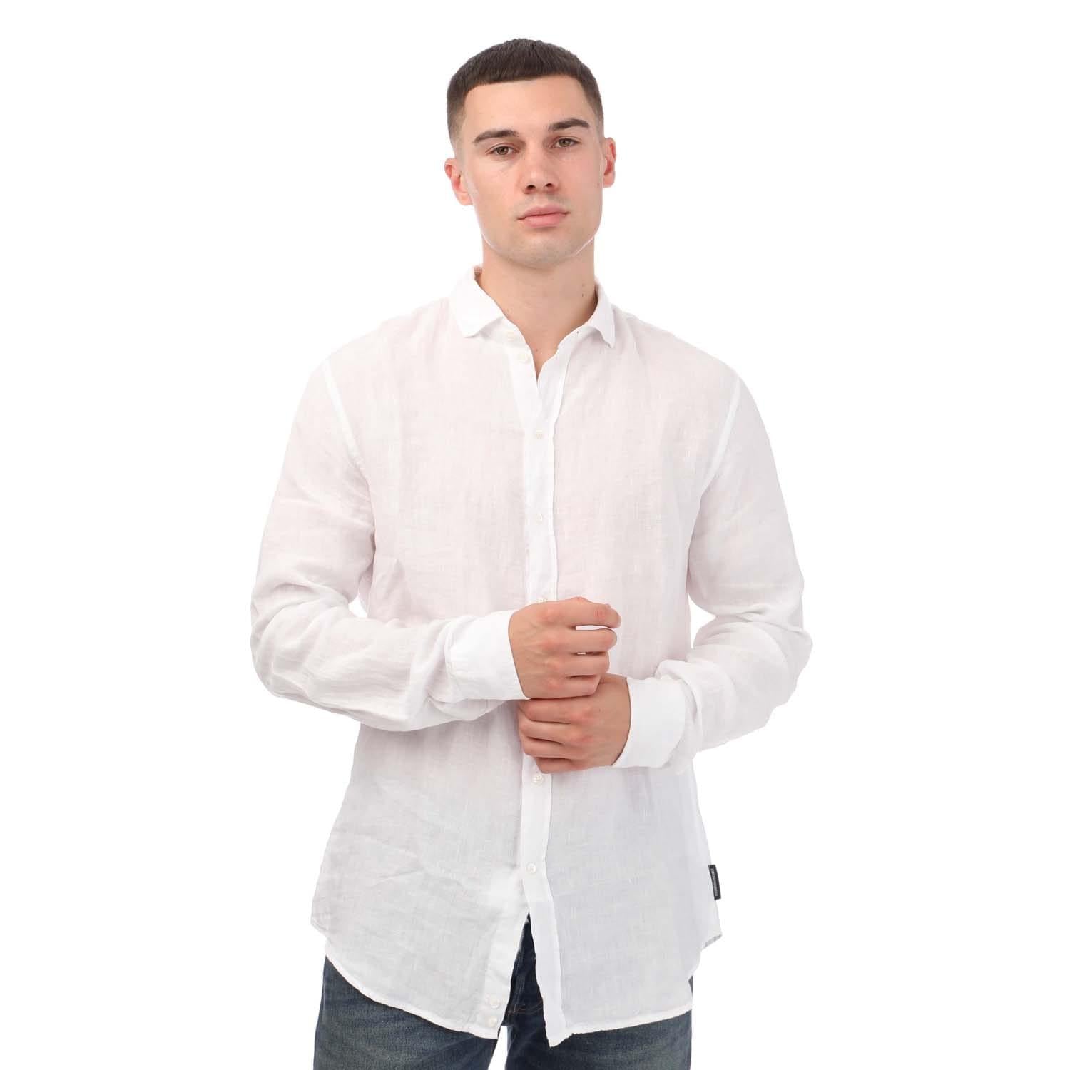 White - Front - Armani Mens Long-Sleeved Shirt