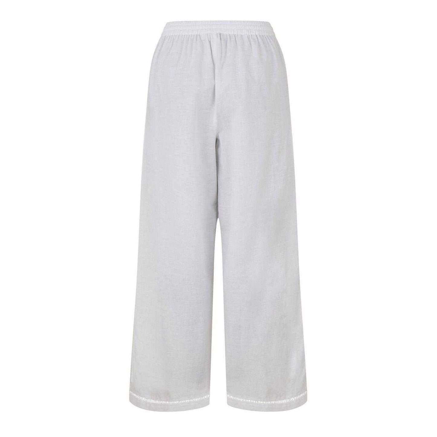 Bright White - Back - Jack Wills Womens-Ladies Linen Relaxed Fit Trousers