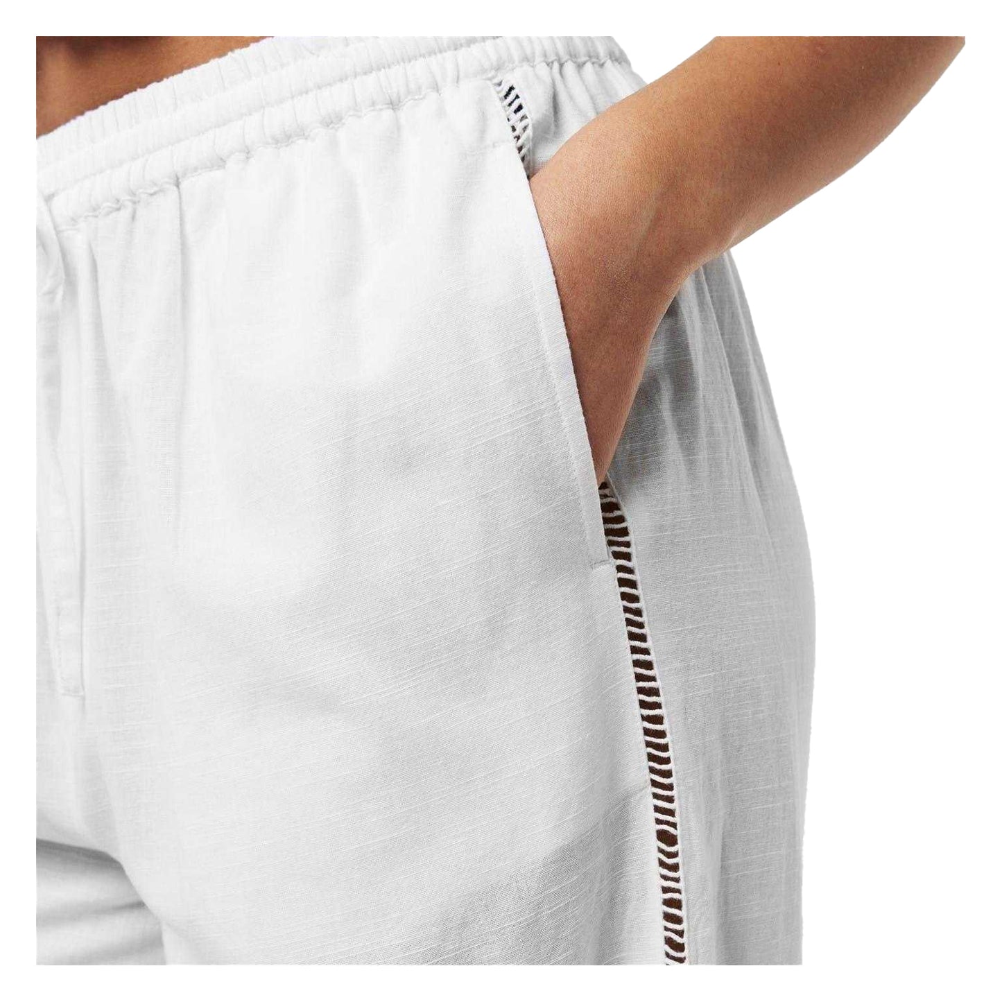 Bright White - Side - Jack Wills Womens-Ladies Linen Relaxed Fit Trousers